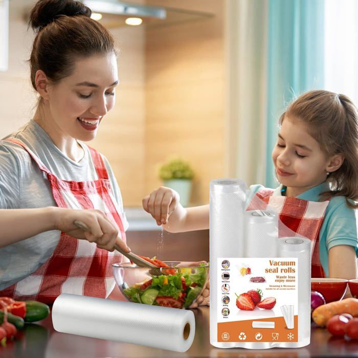 Sac Sous Vide Alimentaire Rouleau - 5 Rouleaux 25cm X 300cm Film Sous Vide Sans BPA - Pour Machine Sous Vide Et Cuisson
