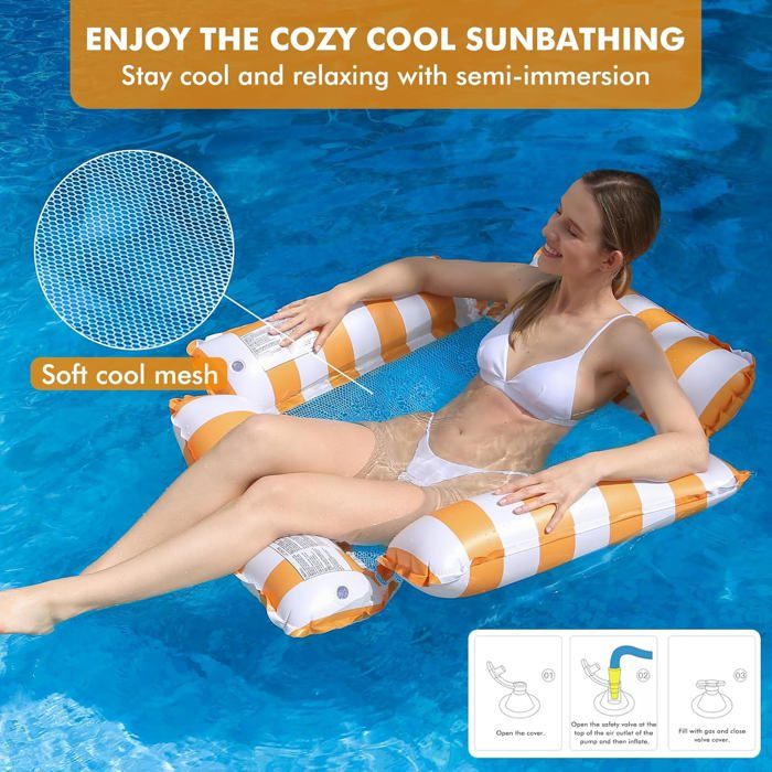 Fauteuil Piscine Gonflable – Hamac Aquatique 76x40,5x61 Cm – Pour Adulte – Plage, Lac, Hôtel, Voyage