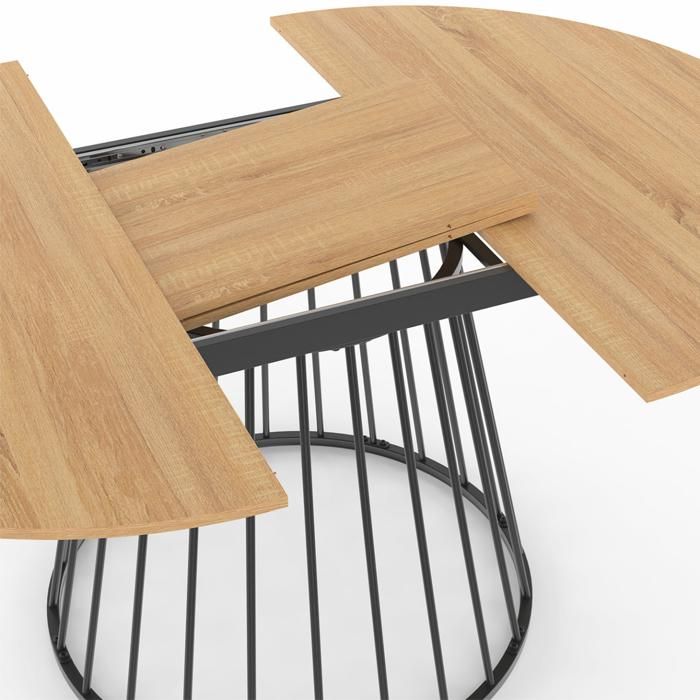 Table Ronde Maison Extensible Table à manger ronde extensible - IDMARKET - YUNA - Bois et noir - 4-8 ...