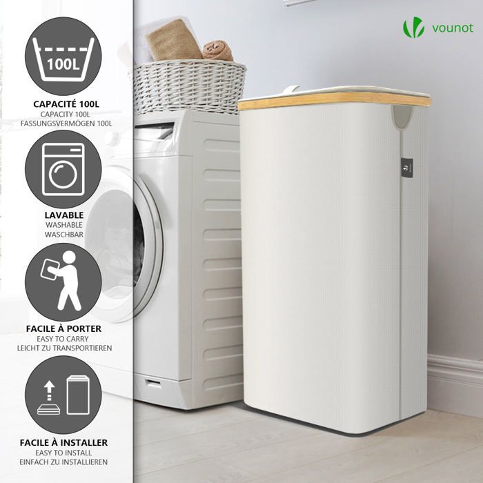 95L Panier À Linge, Pliable Sac À Linge, Grande Capacité Corbeilles À 95L Panier À Linge, Pliable Sac À Linge, Grande Capacité Corbeilles À
