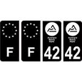 42 Loire nouveau logo Noir autocollant plaque immatriculation auto ville sticker Lot de 4 Stickers - Angles : arrondis-0