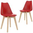 {Style Scandinave Moderne} Pack de 2 Chaises de salle à manger Chaise Salon Chaise à dîner - Contemporain Rouge Plastique ©58470-0