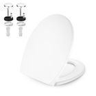 Abattant WC - Coree - Frein de Chute - Charnières Inox - Matériau PP - Forme O - Quick-Release - Universel - 44,4L x 37,1B cm