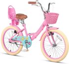 Glerc Maggie 20 Pouces vélo pour Fille 7-13 Ans vélo Enfant avec siège, Rose et Blanc