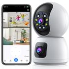 CAMCAMP Caméra Surveillance WiFi Sans Fil Interieur 2MP+2MP Double Objectif Babyphone Caméra