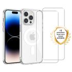 EVETANE Coque Anti-choc Magsafe compatible Iphone 14 Pro Transparente + 2 vitres