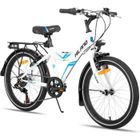 HILAND Vélo d'enfant - Roues 20" - 7-13 ans - Support de bicyclette - Porte-bagages arrière - Vélo de garçon- Blanc