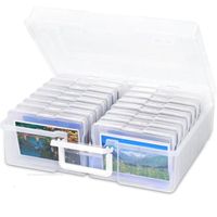 Boîtes de Rangement Photos,16 Compartiments Intérieurs pour Photos Transparentes,Mallette de rangement Portable pour Fournitures