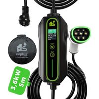 Evplug Chargeur EV Portable Voiture Electrique (Type 2 | 5m | + Minut, 3,6kW | 16A)
