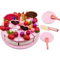 OFELI® Bébé jouets en bois fraise fruits gâteau d'anniversaire jeu jouets de cuisine jouer à faire semblant jouets enfants cadeau