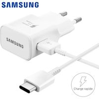 Chargeur Samsung Rapide EP-TA20EWE + Cable USB Type C pour OnePlus Nord 2 5G  Couleur Blanc