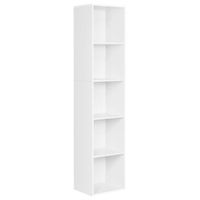 WOLTU Bibliothèque casier à Livres en MDF,étagère de Rangement étagère de Bureau avec 5 Compartiments 30x23,5x132,2cm,Blanc