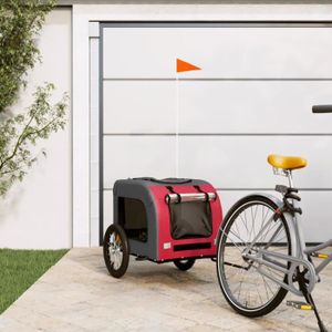 REMORQUE VÉLO Remorque de vélo pour chien - QUT - Rouge et gris - Capacité de charge 45 kg - Dimensions 125 x 64 x 66 cm