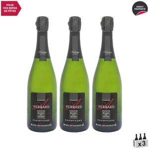 CHAMPAGNE Champagne premier cru Blanc de Noirs Blanc - Lot de 3x75cl - Champagne Perrard Arnaud - Cépage Pinot Noir