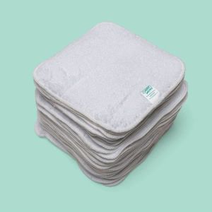 LINGETTES BÉBÉ Pack de 25 lingettes pour bébé réutilisables en coton Terry - 15cm x 15 cm - Blanc