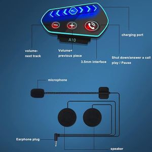INTERCOM MOTO BEYI Casque Moto Bluetooth Kit Main Libre écouteur