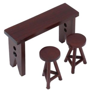 MAISON POUPÉE Chaise Table en bois - 1:12 maison de poupée Miniature 