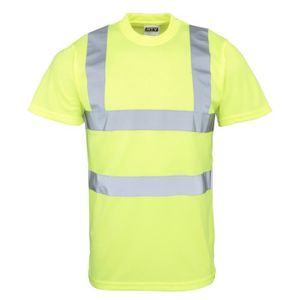 coupe régulière jaune et orange YCC® T-shirt de sécurité haute visibilité avec col en V pour homme bande réfléchissante haute visibilité 2XL, col en V haute visibilité manches courtes