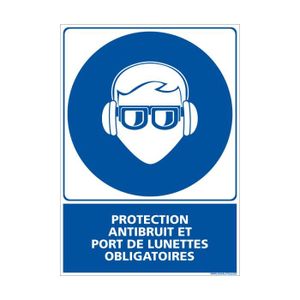 PANNEAU EXTÉRIEUR Panneau Protection anti-bruit et port de lunettes 