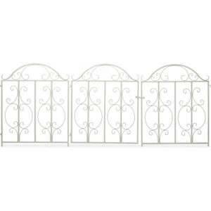 PORTAIL - PORTILLON Portillon de Jardin, 3 pièces, Acier, Porte avec Ornements, 2 éléments de clôture, HxL : 98,5 x 185 cm, Blanc11