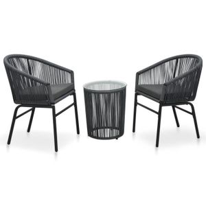 Ensemble table et chaise de jardin Vbestlife Ensemble de bistro 3 pcs avec coussins Rotin PVC Anthracite -AIM