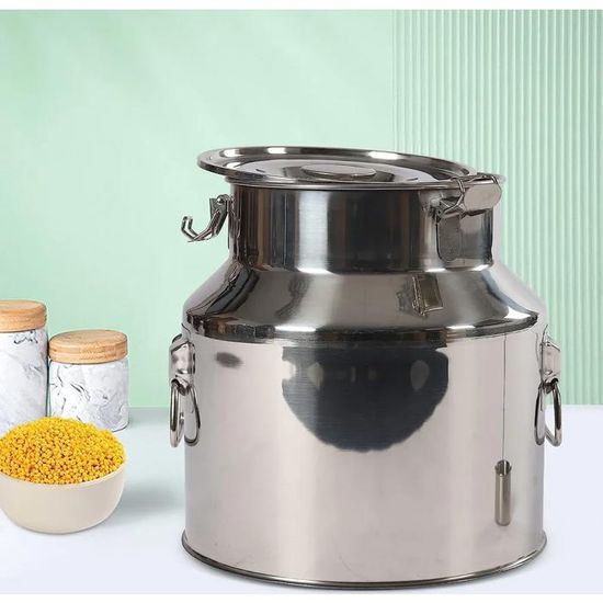 Bidon De Transport Lait En Inox 304 De 24 L - Couvercle Hermétique Avec 3 Boucles, Option Robinet, Laiterie, Vin