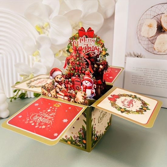 Carte Noel Pop-Up 3D Avec Enveloppe, Cartes De Vœux Festives Du Père