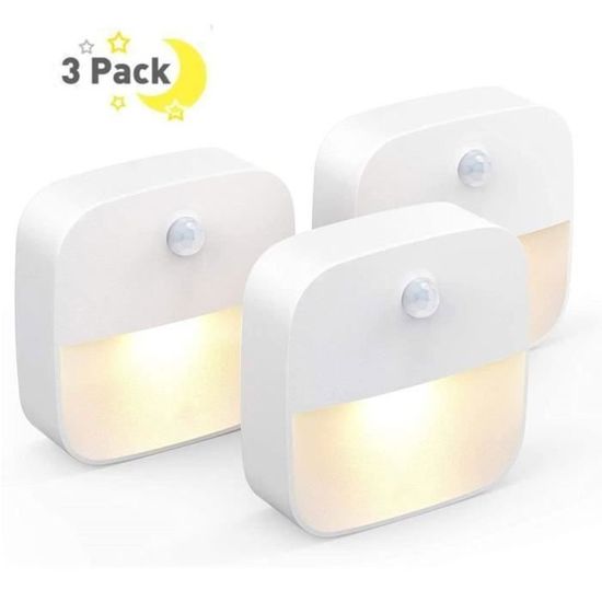 Veilleuse LED Automatique Lot de 2 Lampe de Nuit Murale avec D/étecteur de Mouvement autocollante Couloir Veilleuse Murale pour Salle de Bains lumi/ère blanche Chambre