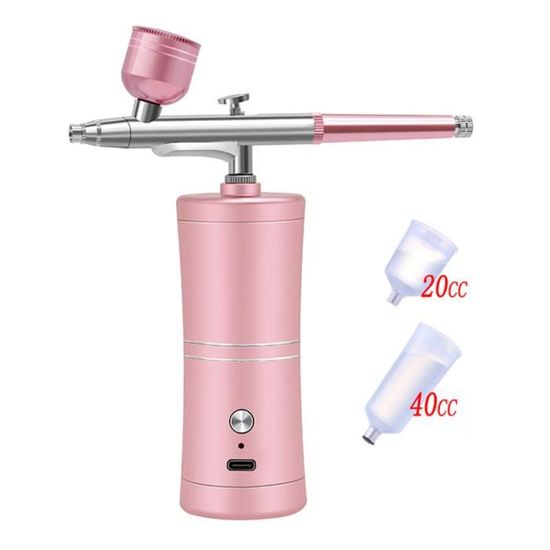Kit Aérographe Portable Rechargeable USB-C - Avec Compresseur Intégré - Pour Ongles, Maquillage, Modèles, Tatouage - Rouge Ou Vert - 13