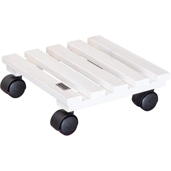 Support à Roulettes Pour Pots De Fleurs Wagner - Bois FSC, Charge 200 Kg, 29x29x8.5 Cm - Intérieur/Extérieur