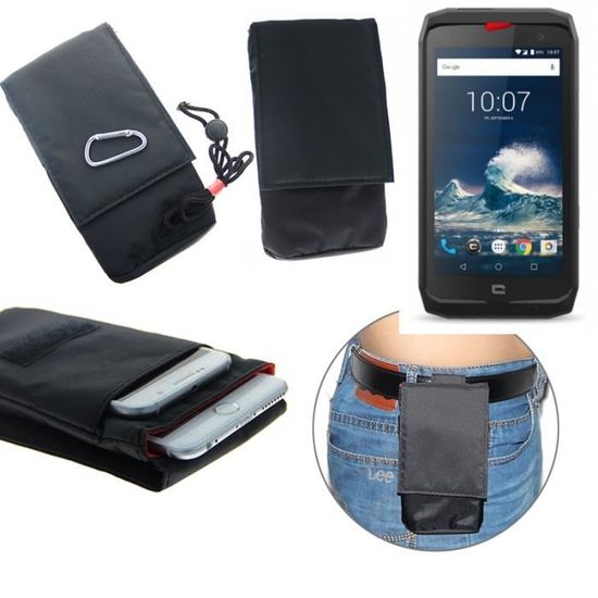Caseroxx Sac D'extérieur En Cuir Véritable Pour Crosscall Core-X3 – Protection Premium Avec Clip Ceinture Rotatif Et Fermeture Magnétique, Noir