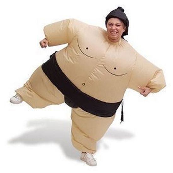 Déguisement sumo gonflable adulte - Taille unique - Beige, Noir