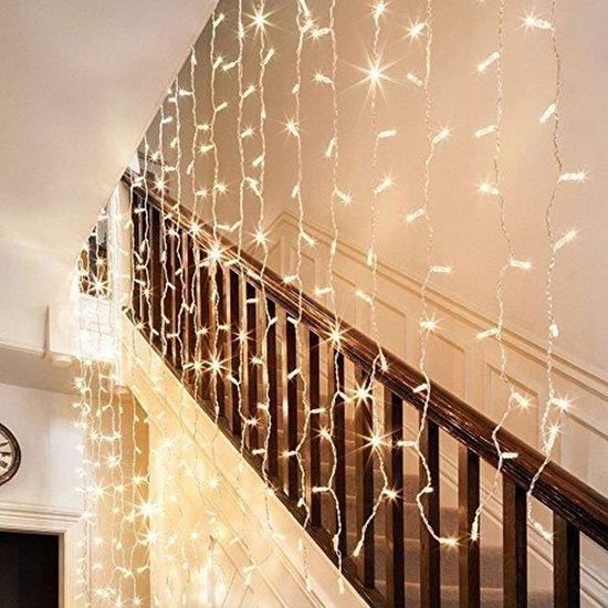 Guirlande Rideau LED 300 Lumières - 3x3m, 8 Modes, Télécommande, USB, Pour Noël Mariage