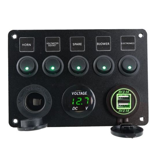Panneau De Commande Interrupteur LED 8 Bandes + 2 Ports USB - Pour Bateau, Voiture, Camping-car