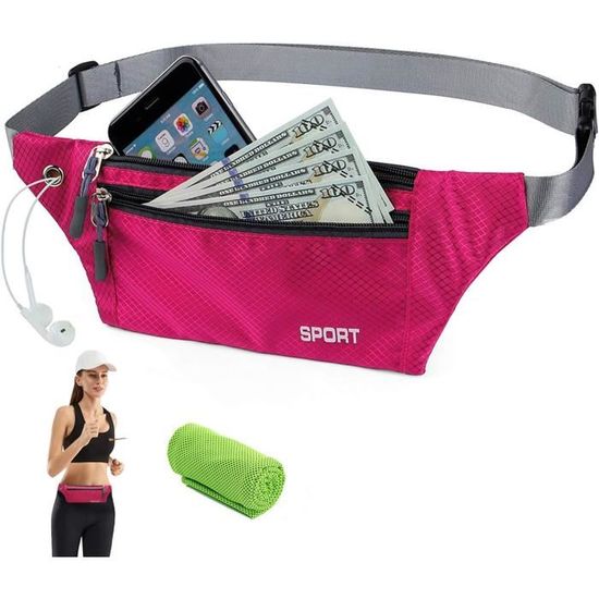 Ceinture Running Linterngo – Sac Banane 3 Poches, Taille Réglable 70-120 Cm, Imperméable, Réfléchissante