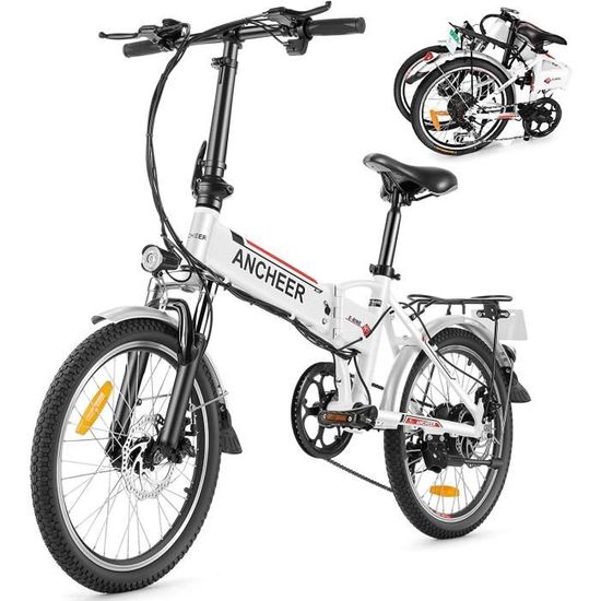 Vélo électrique Pliant ANCHEER Vélo Adulte AN-EB002 20 Pouces, Blanc