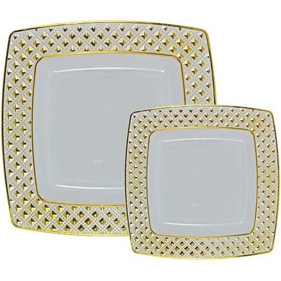 Decor Decorline - Ensemble Vaisselles d'assiettes Plastique Dur et Réutilisables, 20 pièces/Pour