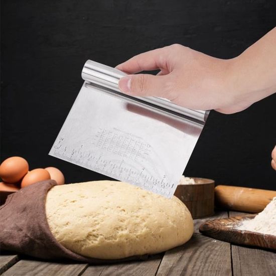 Coupe Pâte Manche Bois Grattoirs à Pâte En Acier Inoxydable DBAILY - Lot De 2 - Poignée Bois - Pour Pain Et Pâtisserie Accessoire Pâtisserie Pain