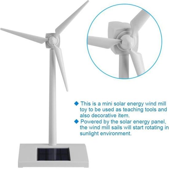 Jouet de moulin à vent éolien à énergie solaire ZERODIS - Blanc - Mini jouet pédagogique et décoratif