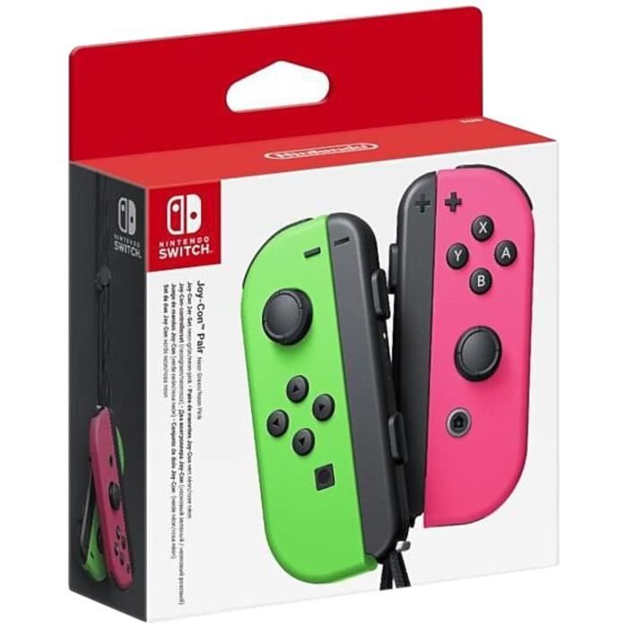 Paire de manettes Joy-Con Vert Néon & Rose Néon pour Nintendo Switch