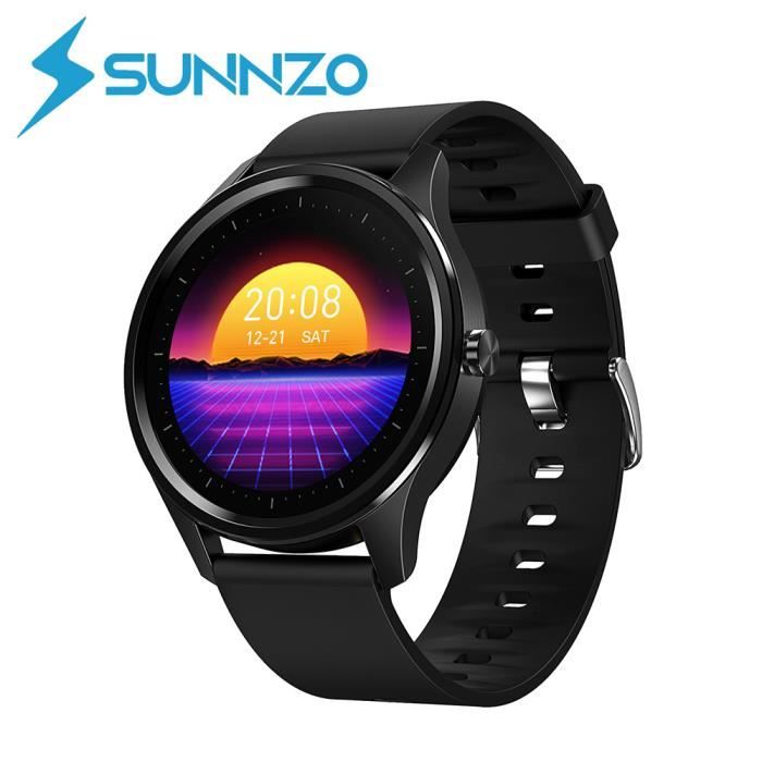 SUNNZO Montre Connectée pour IOS et Android,étanche IP67 Montre Sport Android Podomètre,Cardiofréquencemètre,Sommeil,SMS Afficher
