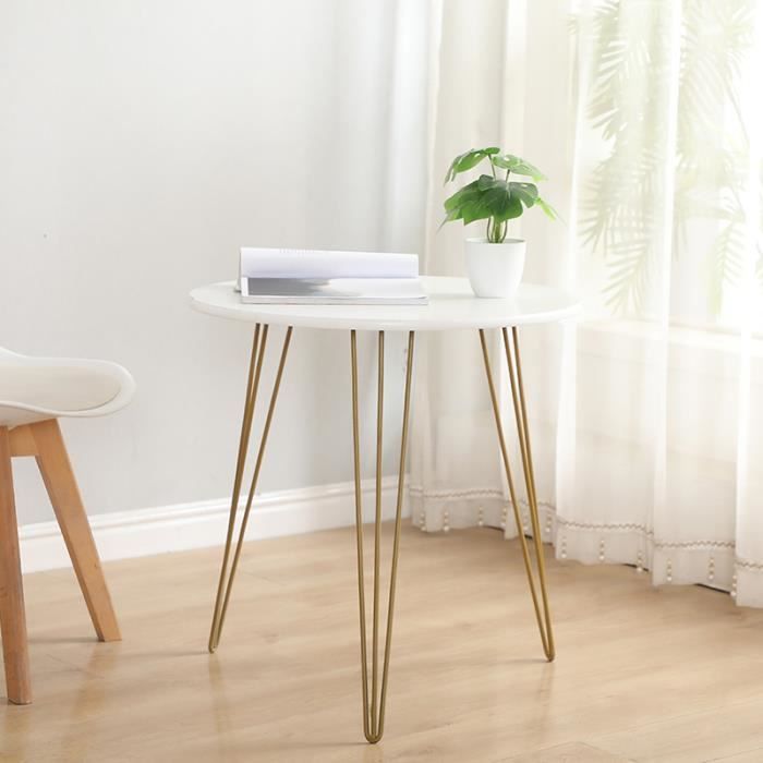 Table basse scandinave blanche Table basse bois ronde 50x50x60 cm plateau Ø50 cm bois