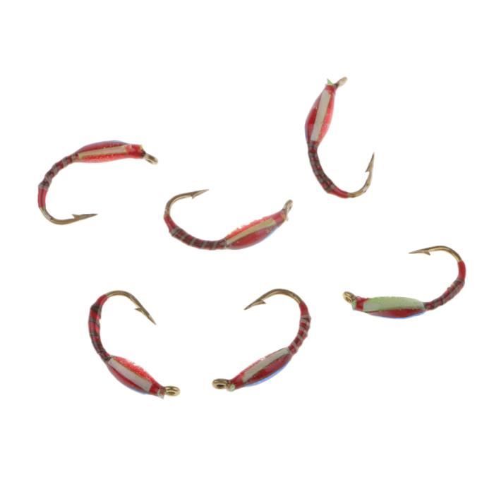 6Pcs Mouches de Pêche Leurre Appâts Artificiel Buzzer Nymphe Vivid Durable