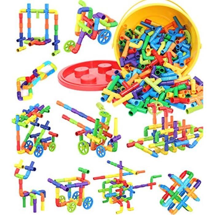 Jeu D'Assemblage QIN7B Blocs de construction STEM de 25 pièces, jouets sensoriels de tube de tuyau, ensemble de construction de serr