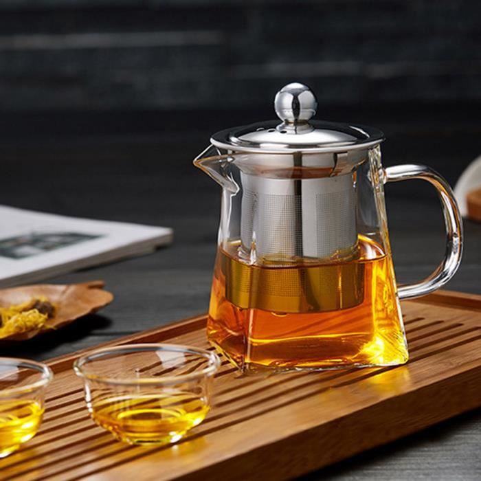 Théière en verre résistant à la chaleur avec filtre à tamis Infuseur Théière 350 ml HYN90304702