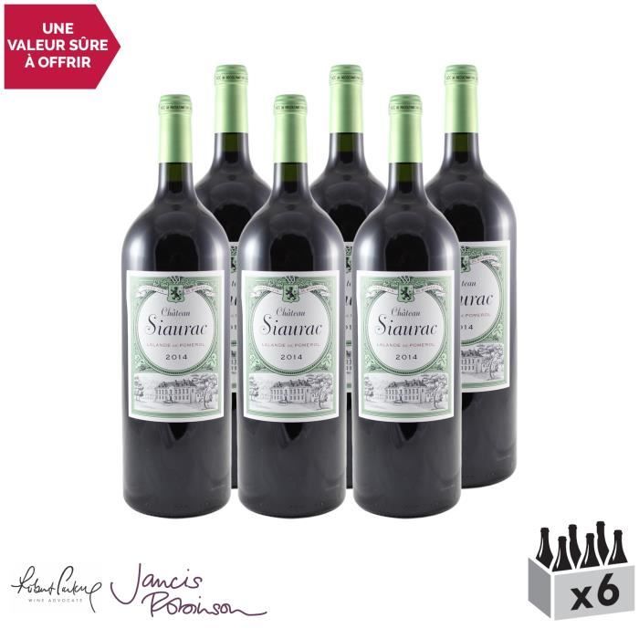 Château Siaurac MAGNUM Rouge 2014 - Lot de 6x150cl - Appellation AOC Lalande-de-Pomerol - Vin Rouge de Bordeaux - 16.5-20 Jancis