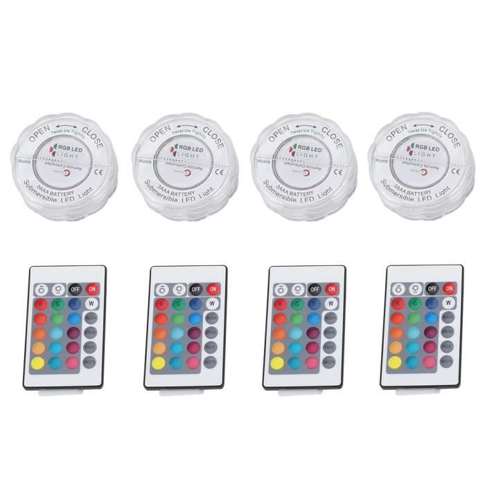 4 pcs / ensemble 10LED RGB Lumières Étanche IP68 Télécommande Lampe Sous-Marine De Mariage Partie Vase Décor, blanc