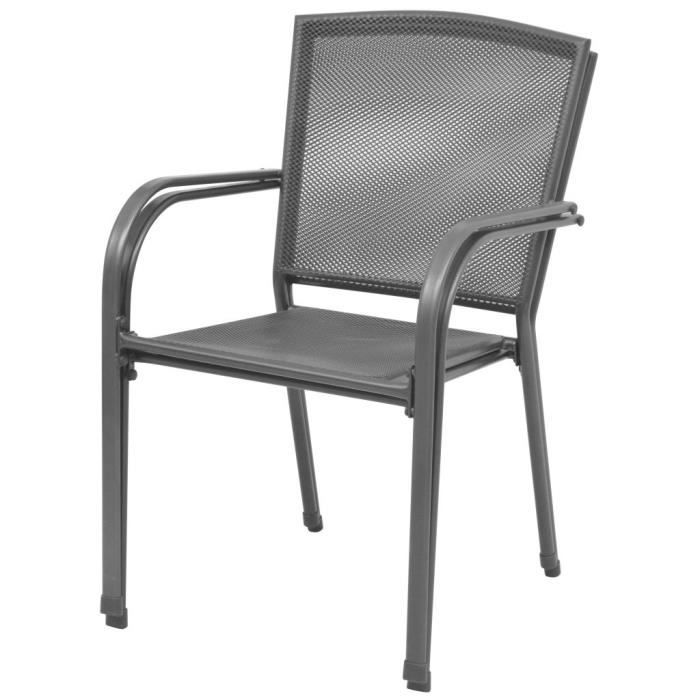 Super -Lot de 2 Chaises empilables de jardin Fauteuil de Jardin - Acier Gris @344909