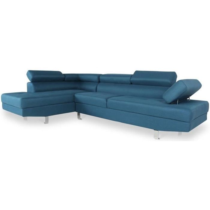 Canapé d'angle Bleu Tissu Contemporain