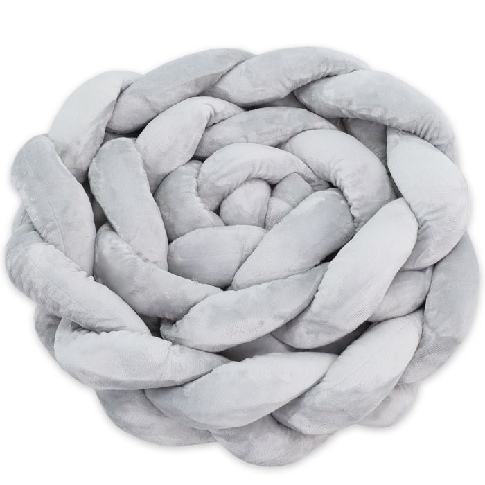 Tour de lit bebe 150 cm - tour de lit tresse bebe fille et les garçon coussin serpent bébé Gris